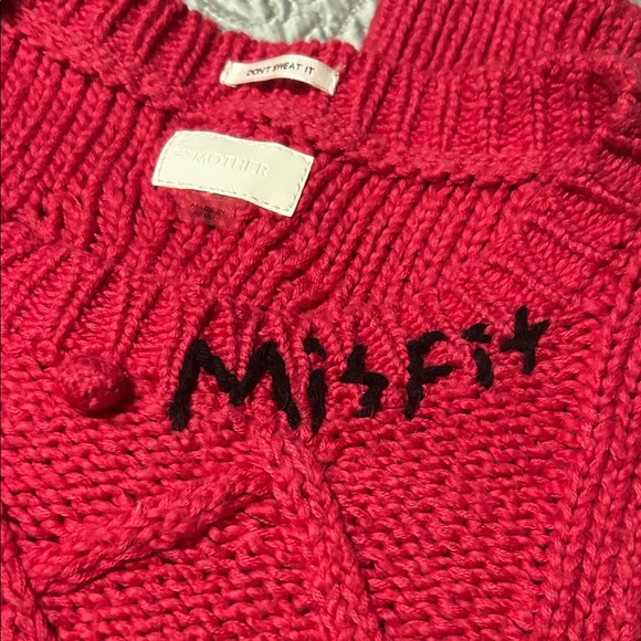 MOTHER Women's Magenta Cable Knit V-Neck Sweater - Picture 8 of 9